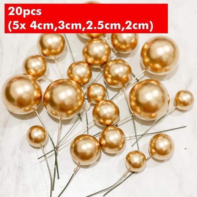 20pcs Bola Bola Tusuk Hiasan Kue / Ball Cake Topper / Hiasan Kue Ultah