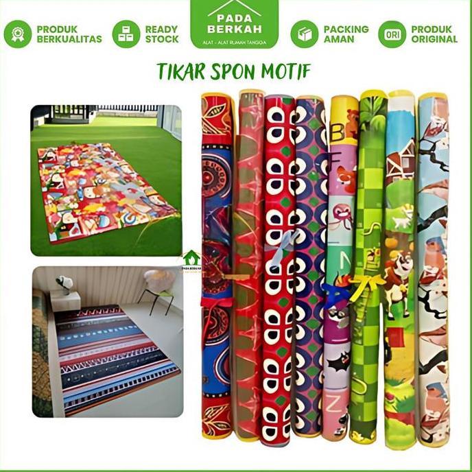 Karpet Tikar Lantai Plastik Spon Matras Gulung Karakter Aneka Gambar