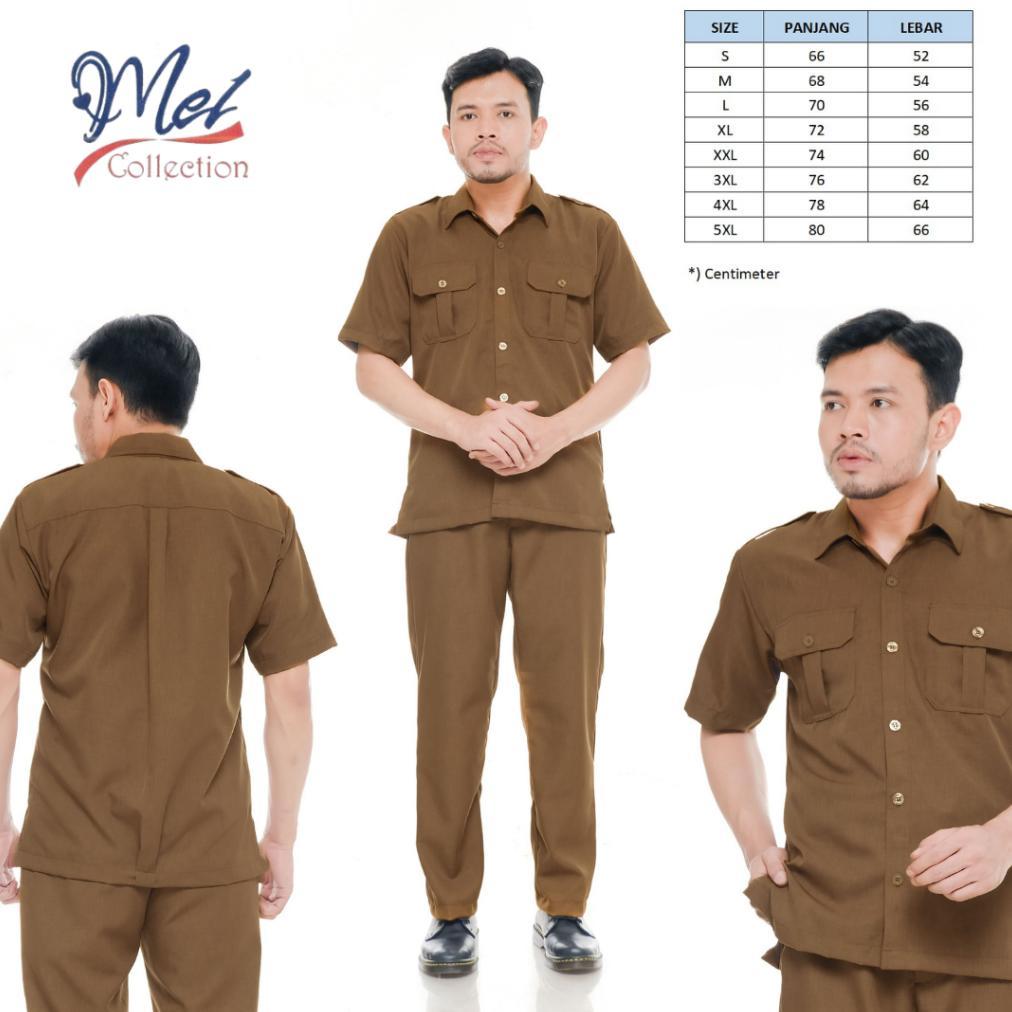 Promo [Premium] Seragam Pns Pemda Pria Khaki Tua Baju Asn Pegawai Negeri/Bahan Semi Wool Adem/Seraga