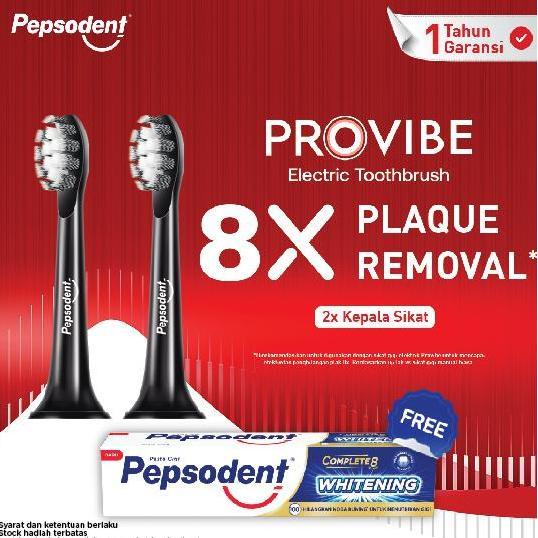 [FREE Pepsodent Whitening 190gr] Pepsodent Provibe Electric Toothbrush Starter Kit Refill GS