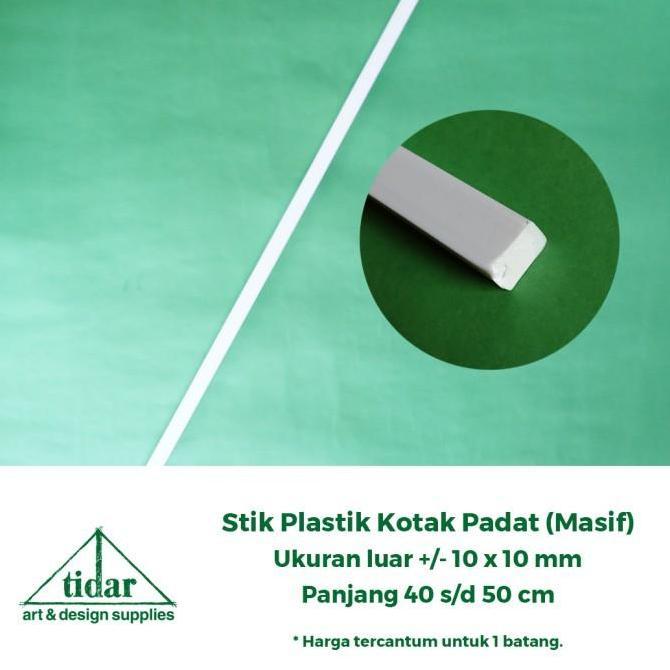 White Square Tube Plastic Stick - Stik Plastik Putih Kotak Padat Masif