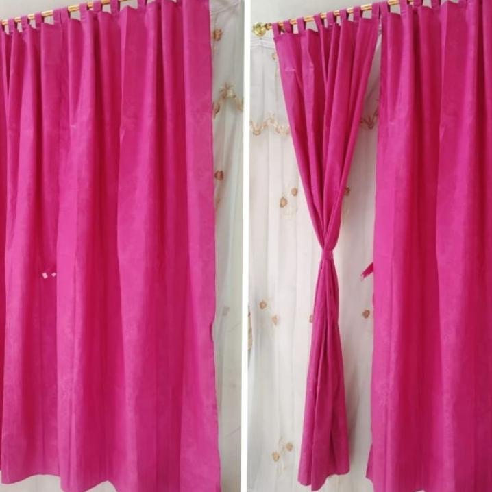 Tirai Gorden Jendela Gorden Kelas Polos Embos Pink Fanta Magenta