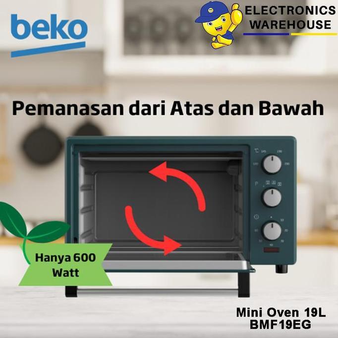HARGA PABRIK - Beko Mini Oven dan Air Fryer 19L BMF19EG Hijau