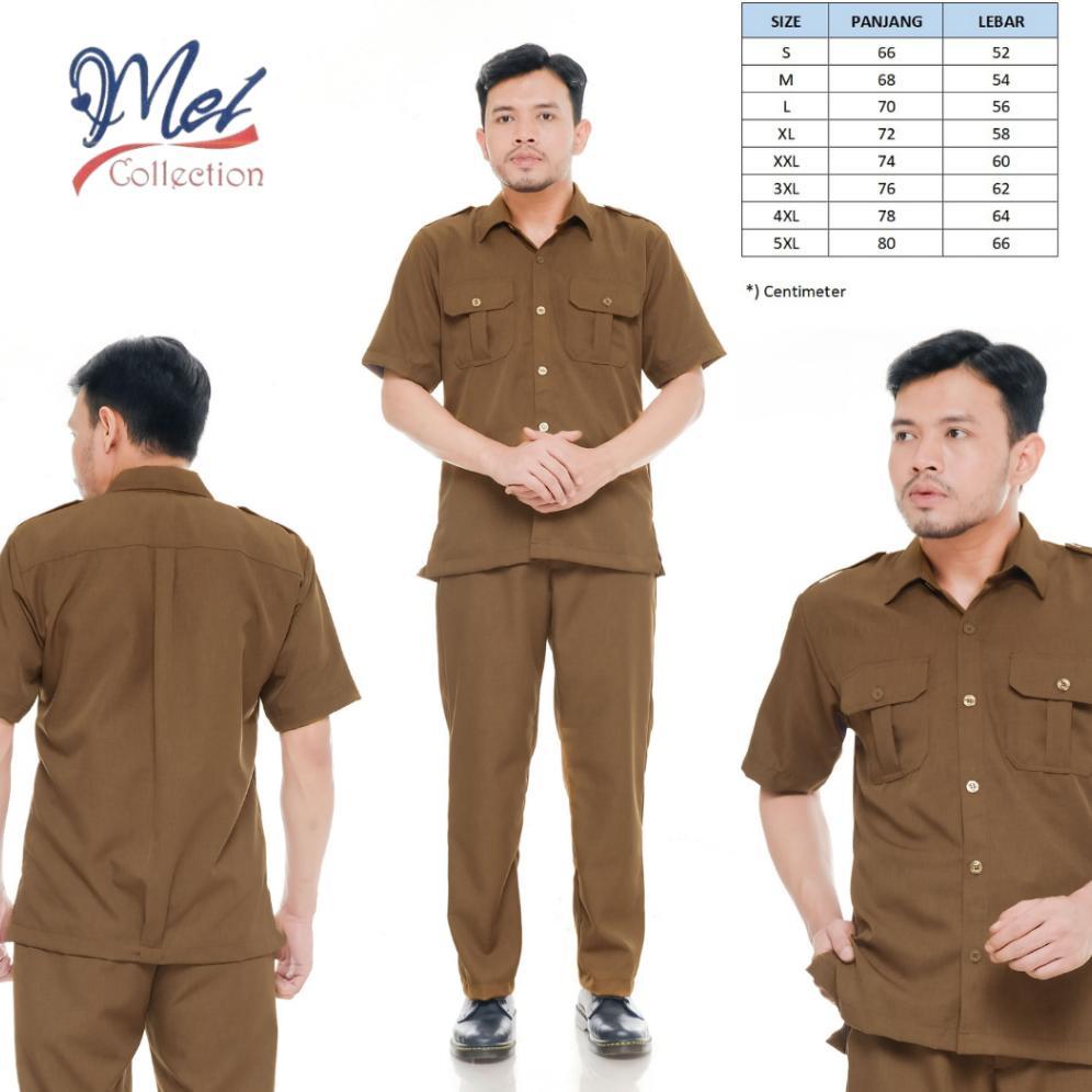 Promo [Premium] Seragam Pns Pemda Pria Khaki Tua Baju Asn Pegawai Negeri/Bahan Semi Wool Adem/Seraga