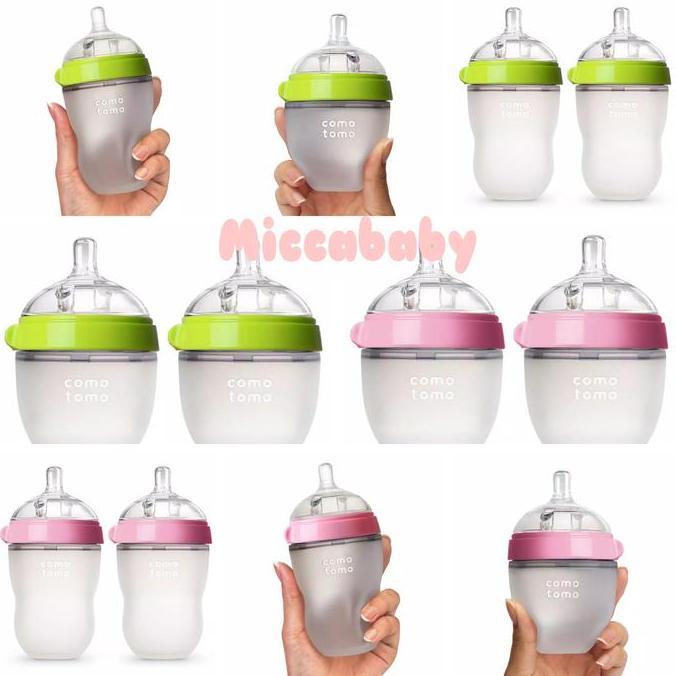 Comotomo Single Twin Pack 150 Ml 250 Ml Pink Hijau Botol Susu Original Terlaris