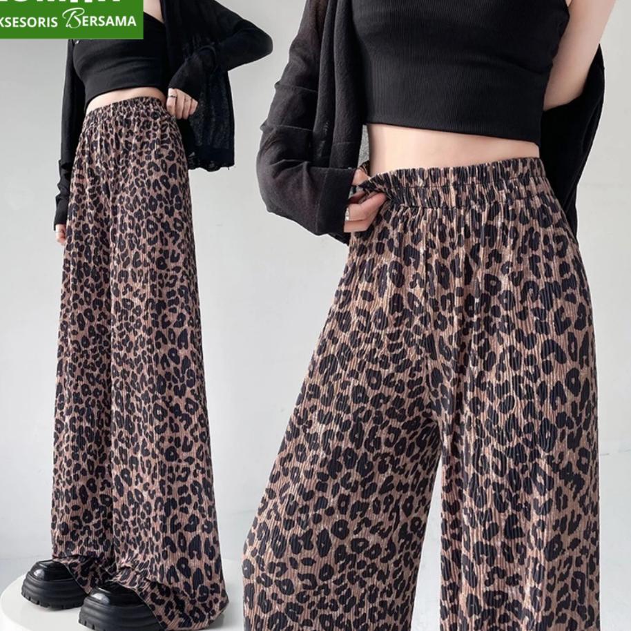 Rab Cpg537 Celana Panjang Leopard Motif Macan Kulot Bahan Karet Rayon Stretch