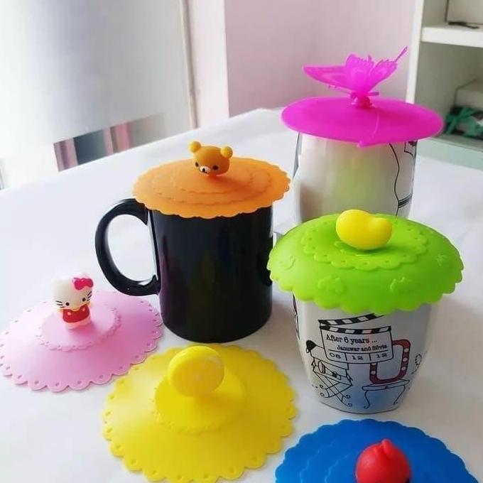 BKL Tutup gelas cangkir silikon karakter lucu unik penutup gelas mug