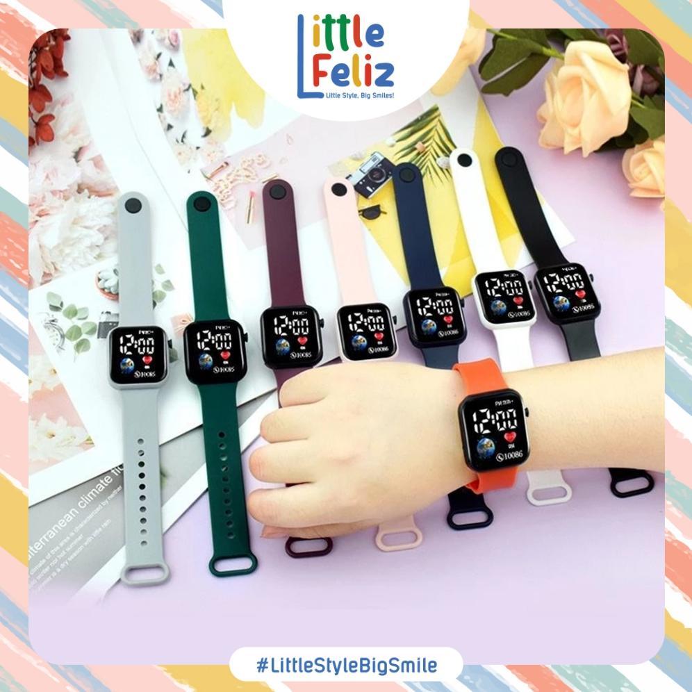 hemat littlefeliz ja07 jam tangan led digital pria wanita rubber electronic fashion couple anak rema