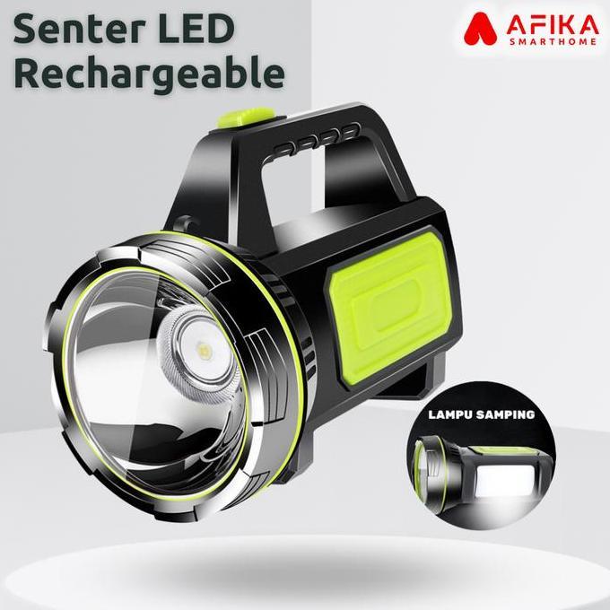 JANST Senter LED Besar Super Terang Jarak Jauh Rechargeable Baterai Cas USB