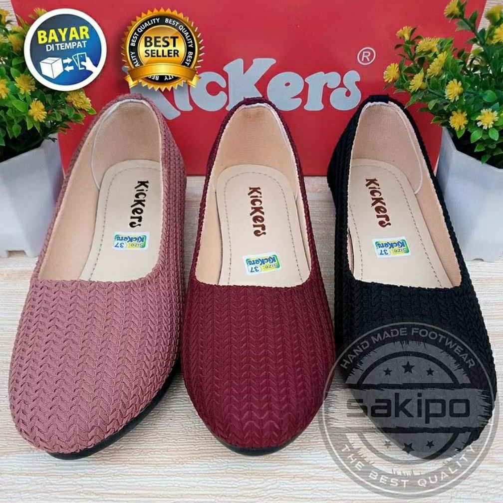Termurah Sepatu Wanita Flat Rajut Alas Karet