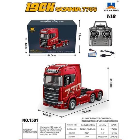 Rc Huina  1501 & 1502 Truck Scania 1:18 Truk Trailer