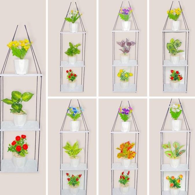 (PAKET HEMAT RAK DINDING & BUNGA) BUNGA HIAS PLASTIK ARTIFICIAL HIASAN DINDING AMBALAN RAK DINDING /