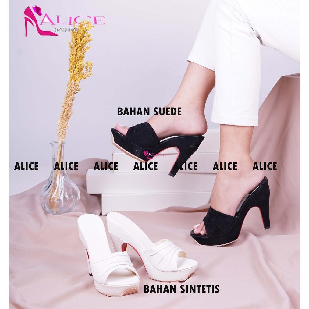 Promo Baru Alice - Real Pic Sepatu Hak High Heels Tinggi Wanita Korea 9Cm Kokop Hitam Putih Slop Dep