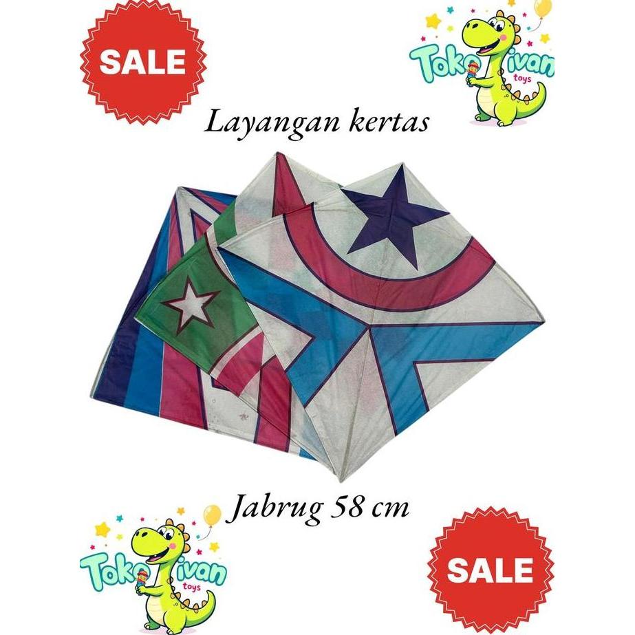 Grosir Layang-Layang Plastik & Kertas 50 dan 100 pcs Ukuran 58 cm Murah Berkualitas Layangan Jabrug 