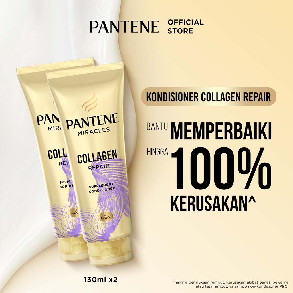 Pantene Conditioner Miracles Collagen Repair Daily Hair Supplement for Damage Care 130ml X2 / Perawa
