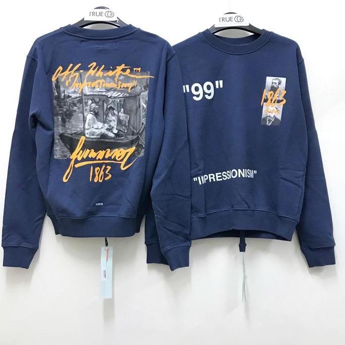 Off White SS19 Summer Crewneck Sweater Blue 100% Original CM