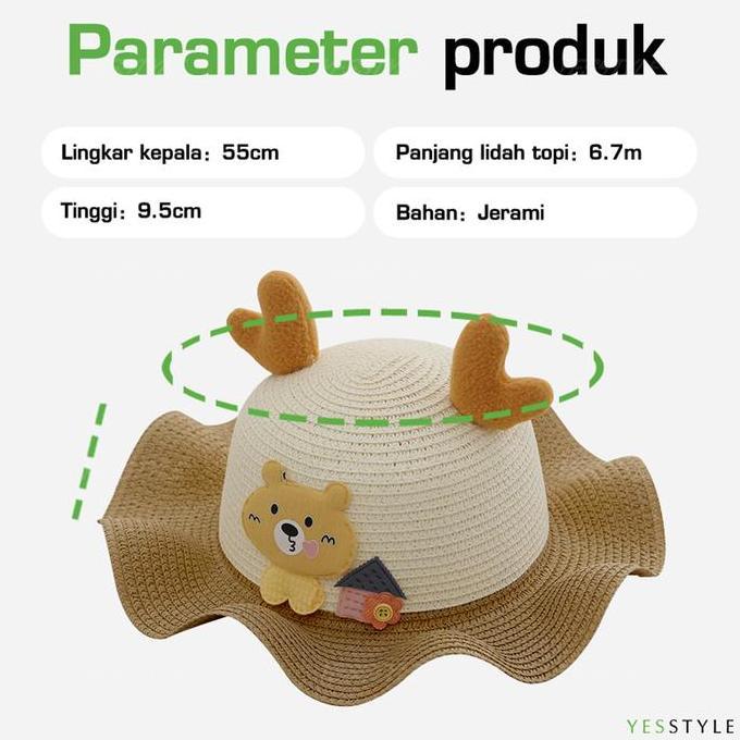 Kinder- Topi Anak Karakter Telinga Hewan Lucu Topi Jerami Anak Perempuan Lucu