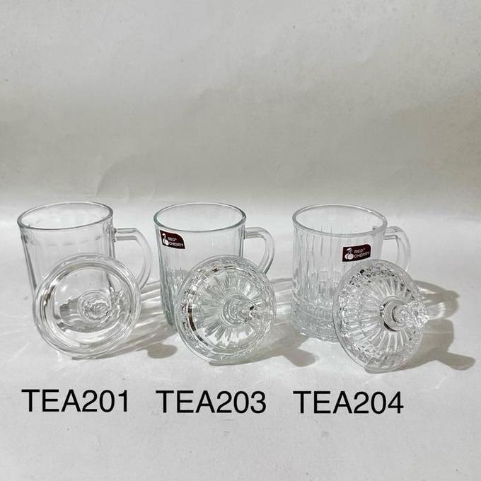 Sfp- Mug Gelas Kaca Bening 350 Ml Dengan Tutup Kaca