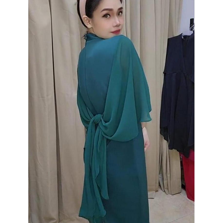 Kleid- Loowear Midi Dress Bodycon Pesta Kondangan Bangkok Span Pendek Lengan Tile Premium Kekinian