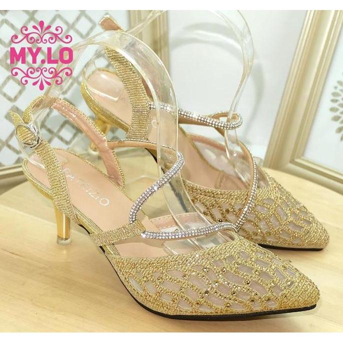 SANDAL PESTA WANITA HEELS WEDDING SEPATU PENGANTIN PEREMPUAN MEWAH ELEGAN SELOP KEBAYA PEREMPUAN SES