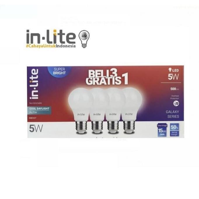Lichtx- Lampu Led Inlite 5 Watt  Paket 3 Bonus 1
