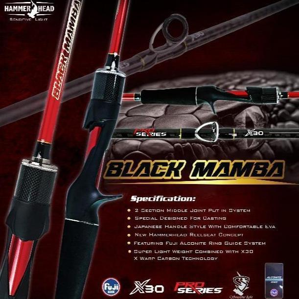 Sale Hammer Head Joran Black Mamba Pancing Baitcasting Pro Series 180Cm - 210Cm X30 Carbon Blank Con