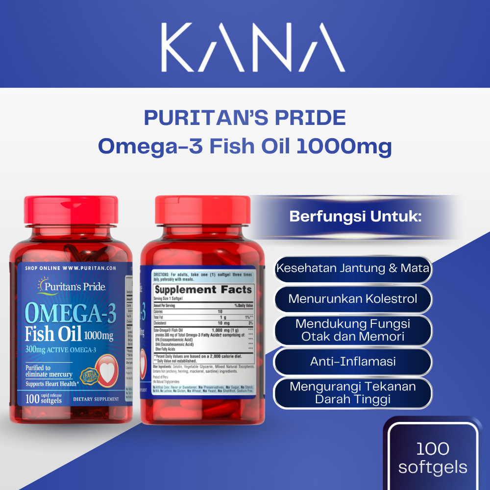 PURITAN'S PRIDE Omega-3 Fish Oil 1000 Mg EPA DHA Active Omega Puritan Pride
