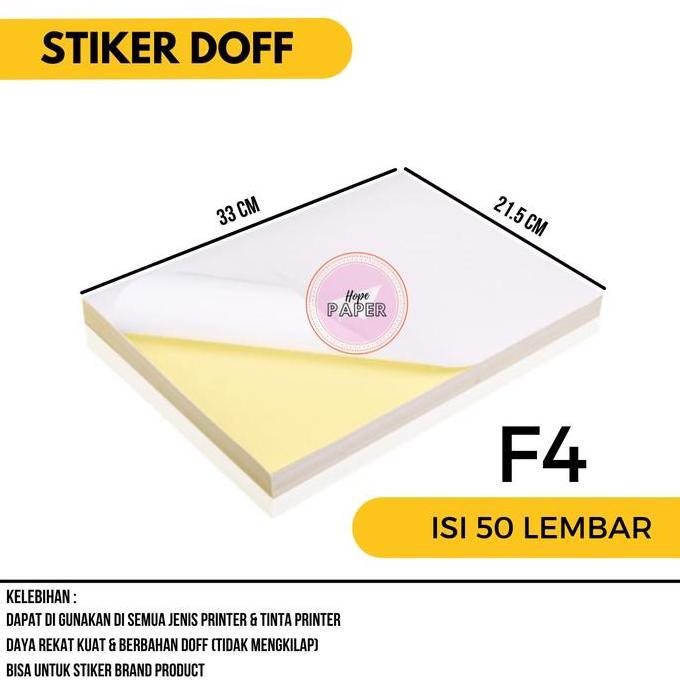 Packen- Kertas Stiker Hvs F4 - 50Pcs / Kertas Stiker / Sticker Hvs Doff