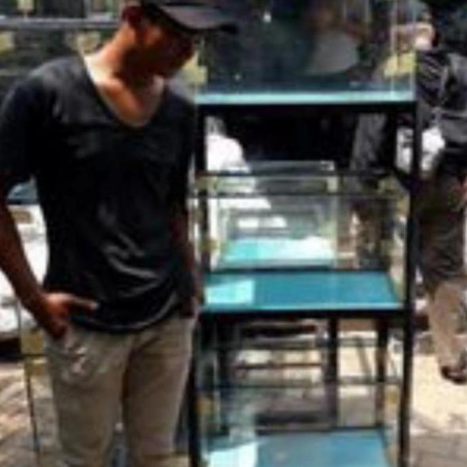 Murah Paket Aquarium 3 Susun 60X30X30 . Kaca Full 5 Mili Dasar 8 Mili
