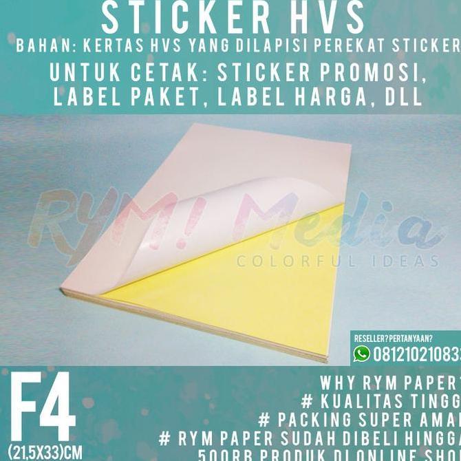 1 RIM Stiker HVS F4 / Kertas Sticker Inkjet Doff Matte Folio 500 lbr