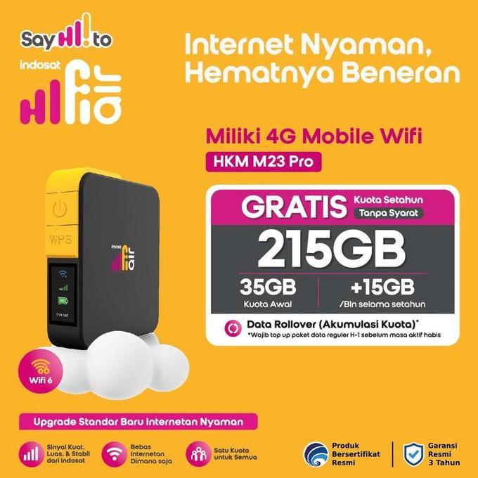 Promo Indosat Hifi Air Hkm M23 Pro Mifi N3 Portable Modem Wifi 4G Free Kuota Unlock All Operator
