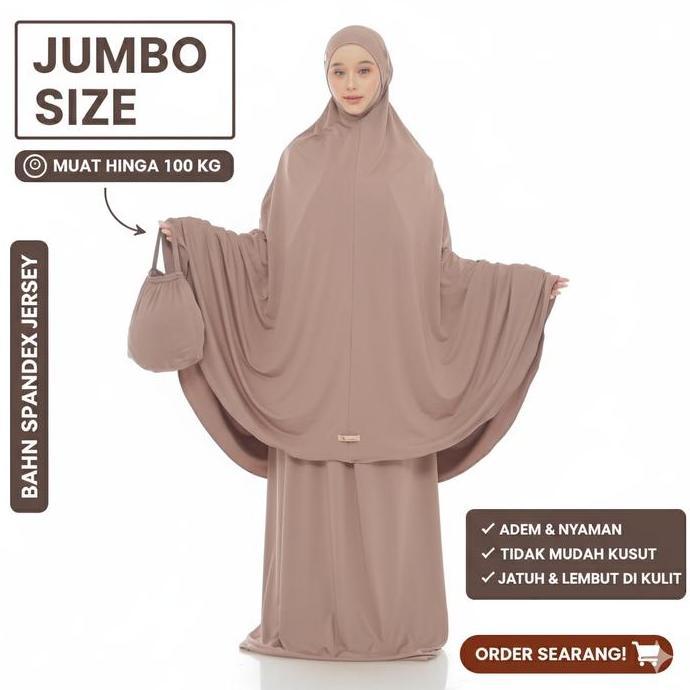 MAYSARON - Mukena Dewasa Jumbo Khadijah Menutup Dagu Jersey Premium Polos Calista Series
