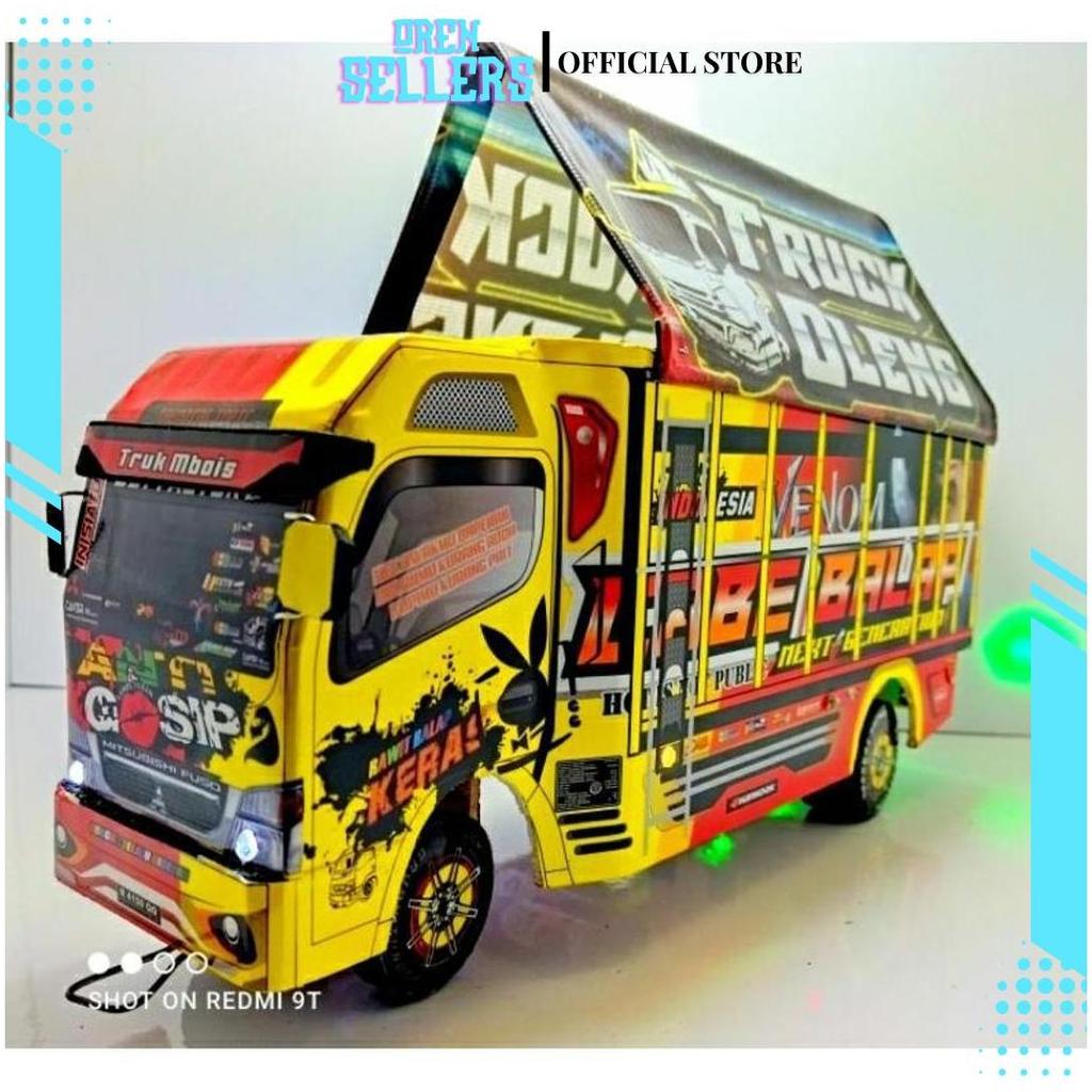 Truk Oleng Miniatur Triplek LED Aman Anak ZH TERMURAH
