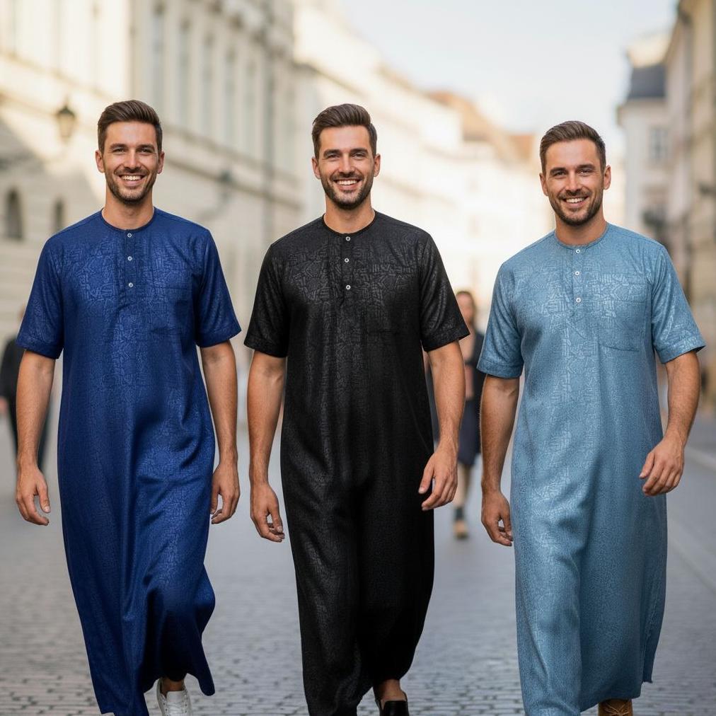 exclusive gamis pria premium motif embos terbaru/gamis pria premium/kurta pria embos/jubah saudi mot