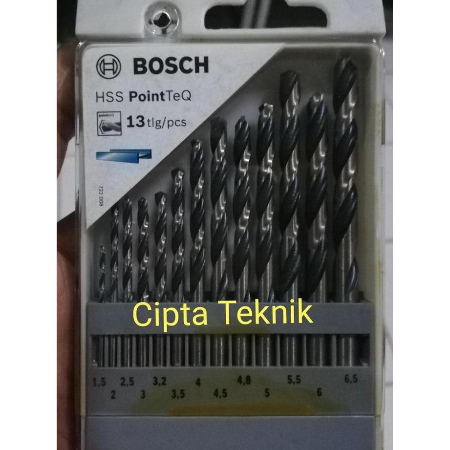 Mata Bor Besi Bosch Asli Set 13Pcs Metal Drill Bit set 13 pcs HSS-R Standar DIN 388 isi dalam kemasa
