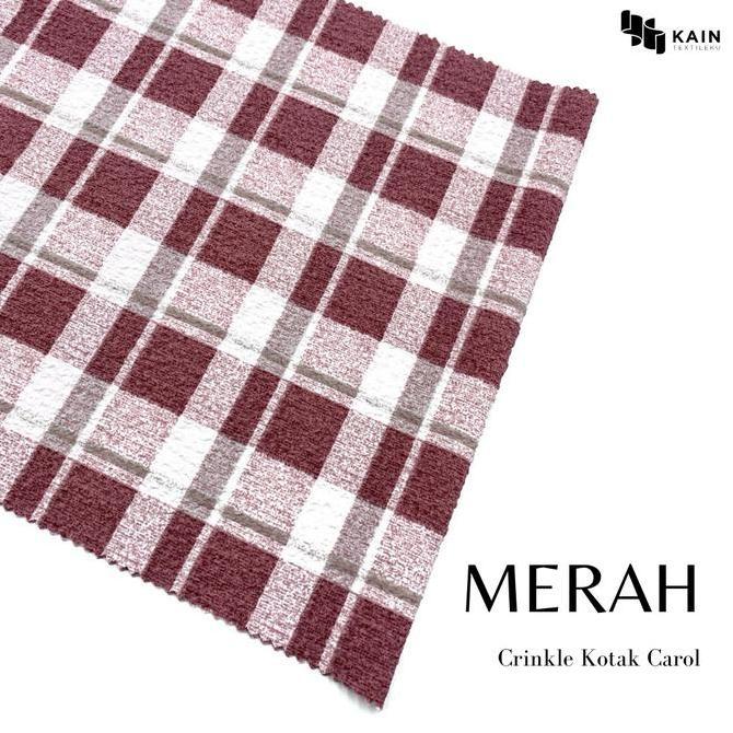 Bahan Kain Crinkle Kringkle Motif Kotak Carol per 0,5 meter