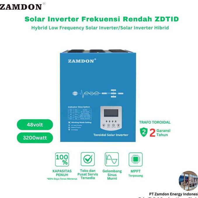 ZAMDON Frekuensi Rendah 3.2KW/4KVA 48V Off grid Inverter Surya Hybrid built-in 60A MPPT Garansi Dua 