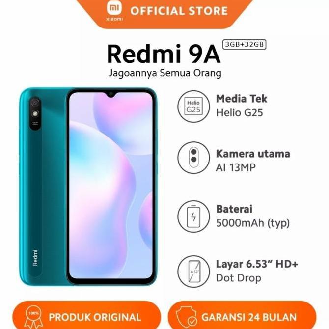 Xiaomi Redmi 9A Ram 3/32 GB | Layar 6.53 Batre 5000 mAh Garansi Resmi