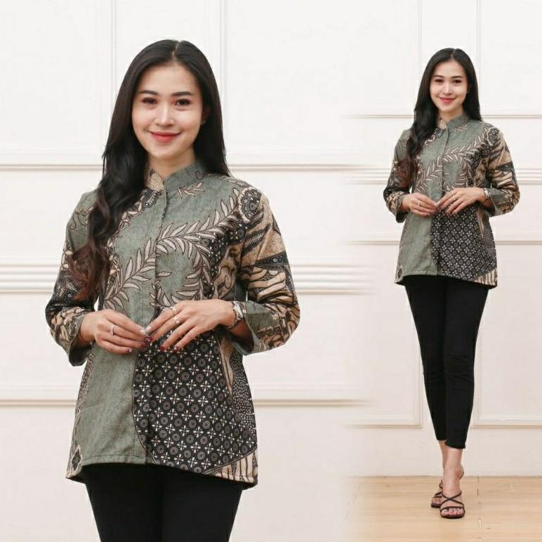 OFFICIAL Batik Kerja Wanita || Blouse Batik Lengan Panjang || Kemeja Wanita Terbaru