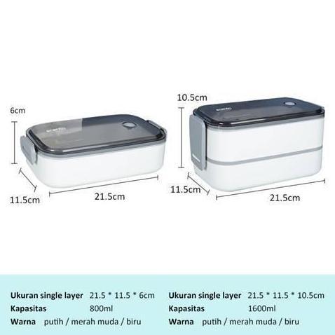 Ecentio Kotak Makan Siang Single Double Layer Lunch Box PS