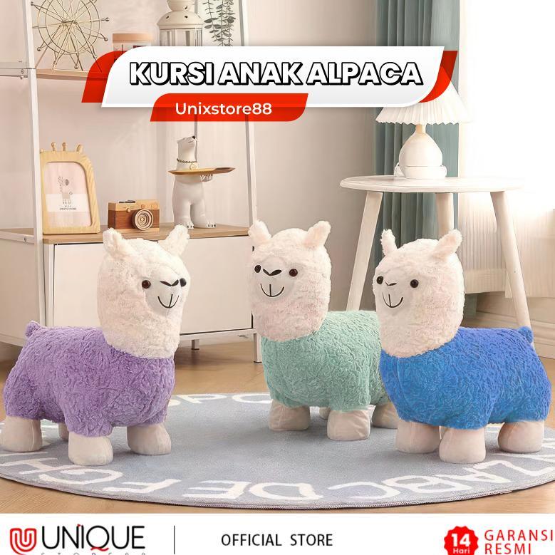 Premium Kursi Anak Bangku Mainan Anak Kursi Karakter Hewan Alpaca Mini Bahan Busa Tebal