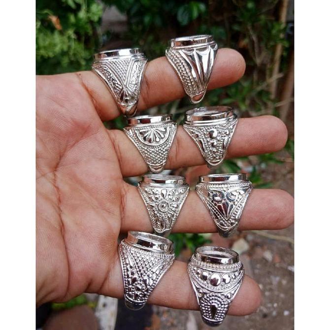 (HARGA PERKODI)  Grosir Ring Emban Alpaka Super Motif Newi Akik Batu Cincin Aksesoris