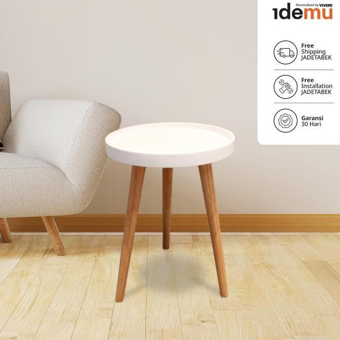 DISPLAY SALE - IDEMU Verde Round Side Table White Meja Sudut