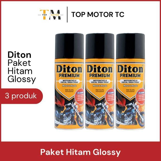[PAKET] Cat Semprot Diton Premium Black Glossy (Epoxy + Hitam + Clear)