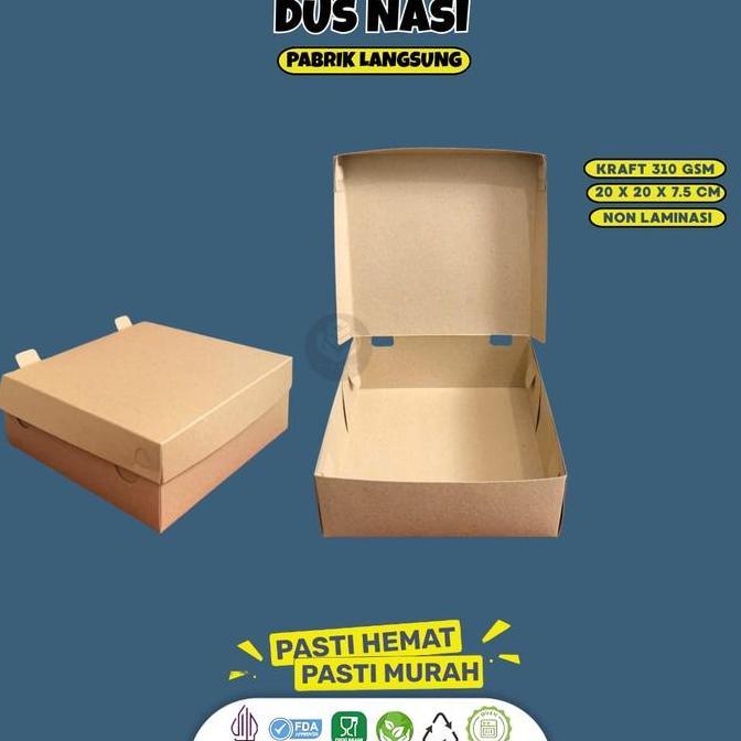 [25 Pcs] Dus Nasi 20x20 / Box Nasi 20x20 / Dus Box Kotak Kardus Nasi Katering Makanan 20x20 / B5K3