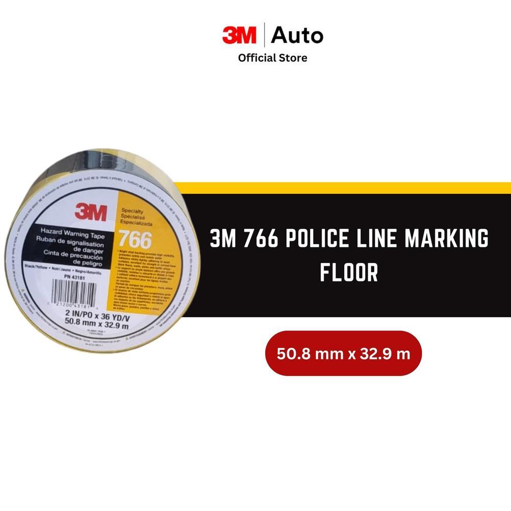 3M 766 Lakban Police Line Tape Marking Floor Hitam Kuning - 48mm x 33m