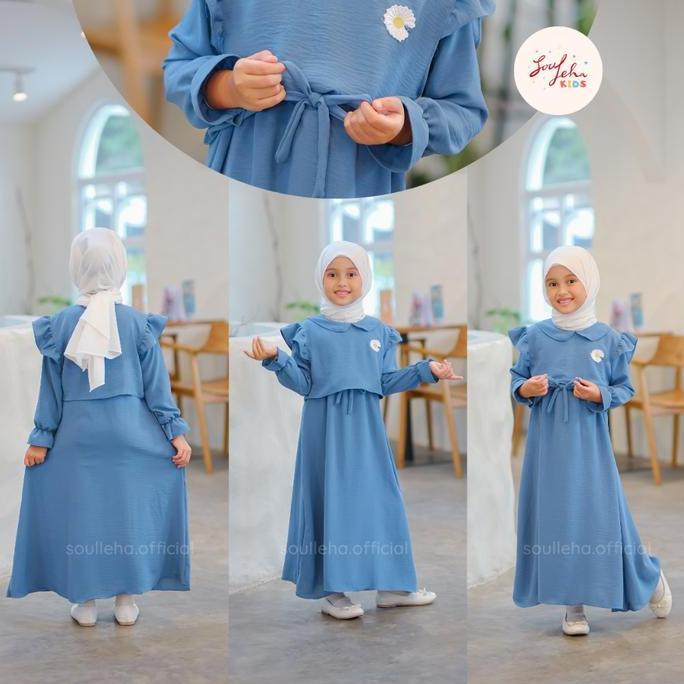 Otokonoko- Soulleha Gamis Anak Mina Crinkle Airflow Premium 1-11 Tahun Elegan Zikra Putih Pakaian Mu
