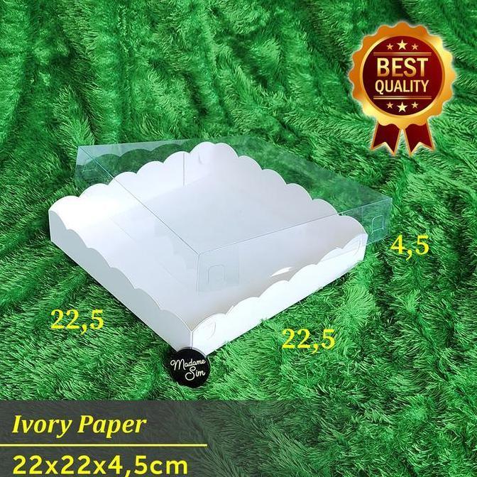 BOX MIKA PUTIH - KEMASAN KUE - KOTAK BROWNIES 22x22x4.5 murah