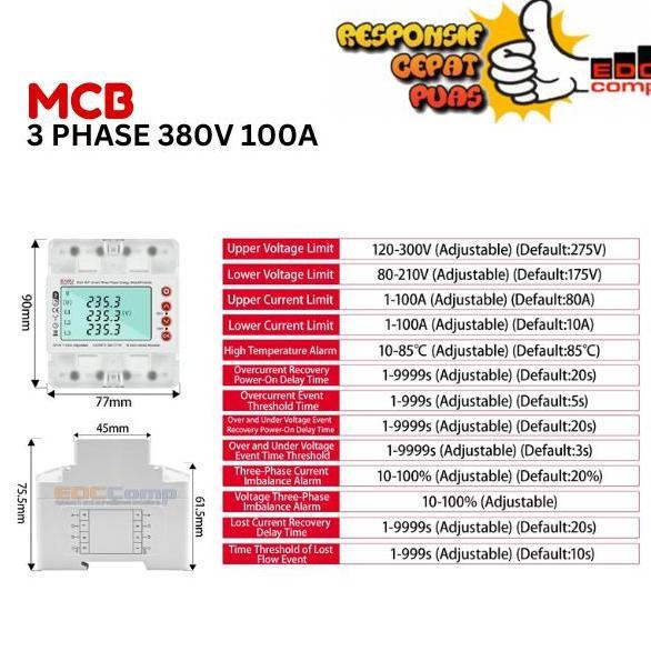 Ready Smart life Tuya Din Rail MCB 3 Phase 1 Phase ELCB remote Control kWh Meter Watt Meter Digital 