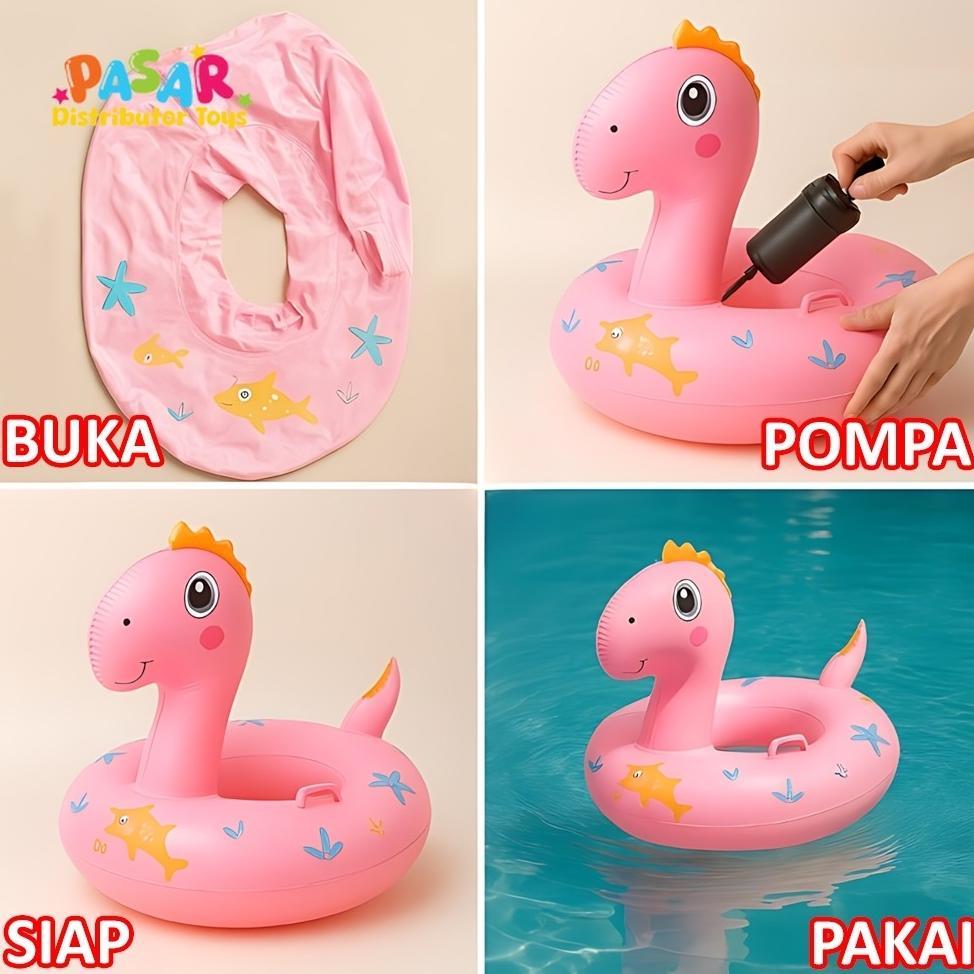 Diskon Mainan Anak Swim Boat Dino 006 Pelampung Anak Bentuk Dinosaurus Lucu Swim Ring Bayi Laki & Pe